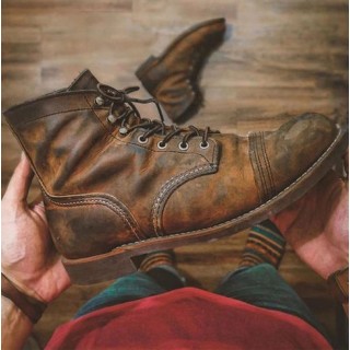 Lace-up Brown Casual Solid Color Winter Star Wars Thick With Round Toe Thickened Male Martin Boots