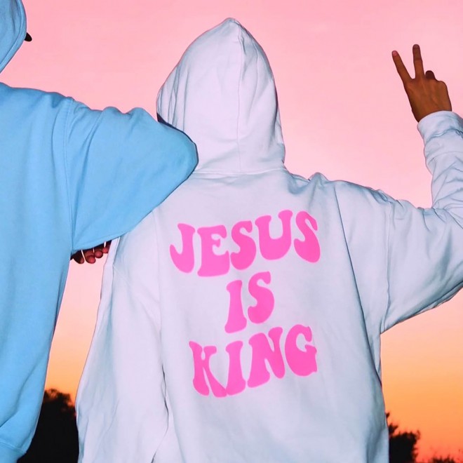 Jesus Is King Print Women's Casual Hoodie