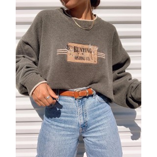 Vintage Print Crew Neck Casual Sweatshirt