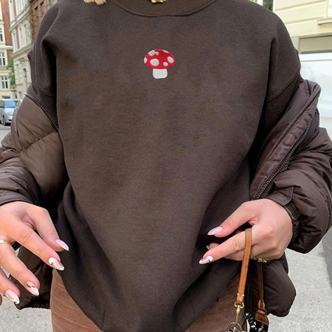 Cute Mushroom Printed Vintage Casual Sweatshirt