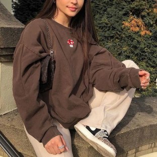Cute Mushroom Printed Vintage Casual Sweatshirt