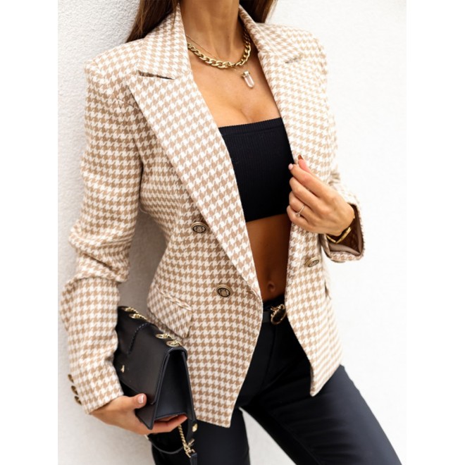 New Long Sleeve Suit Plaid Double Breasted Suit