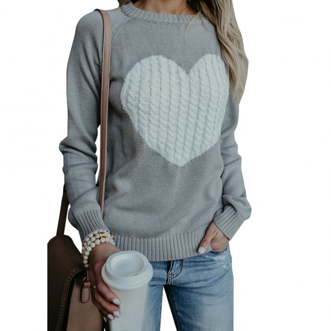 With Love Round Neck Color Block Sweaters