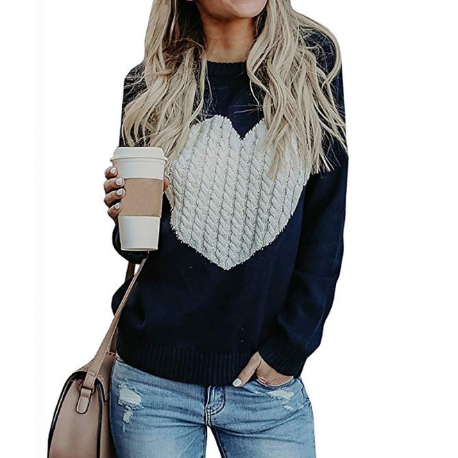 With Love Round Neck Color Block Sweaters