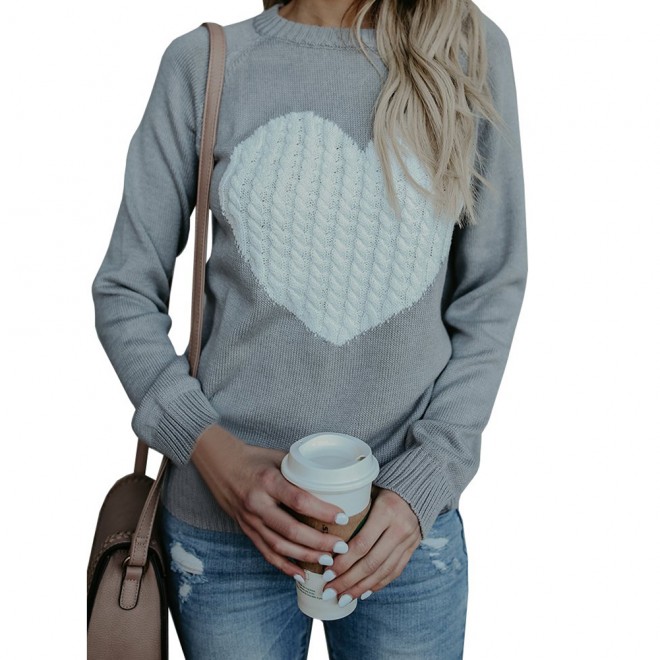 With Love Round Neck Color Block Sweaters