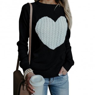 With Love Round Neck Color Block Sweaters