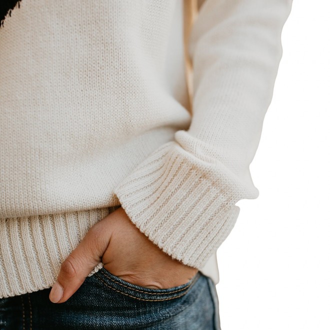 With Love Round Neck Color Block Sweaters