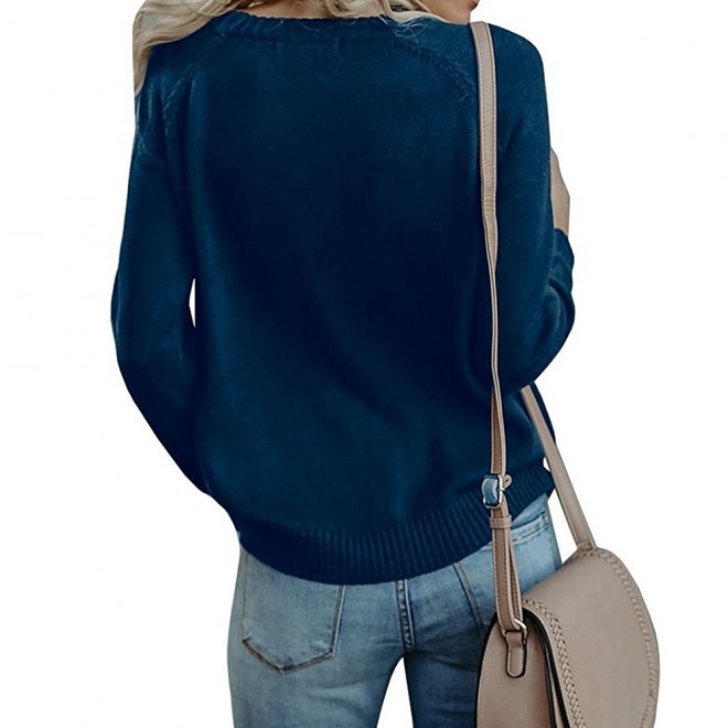 With Love Round Neck Color Block Sweaters