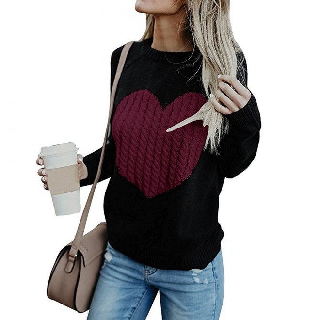 With Love Round Neck Color Block Sweaters