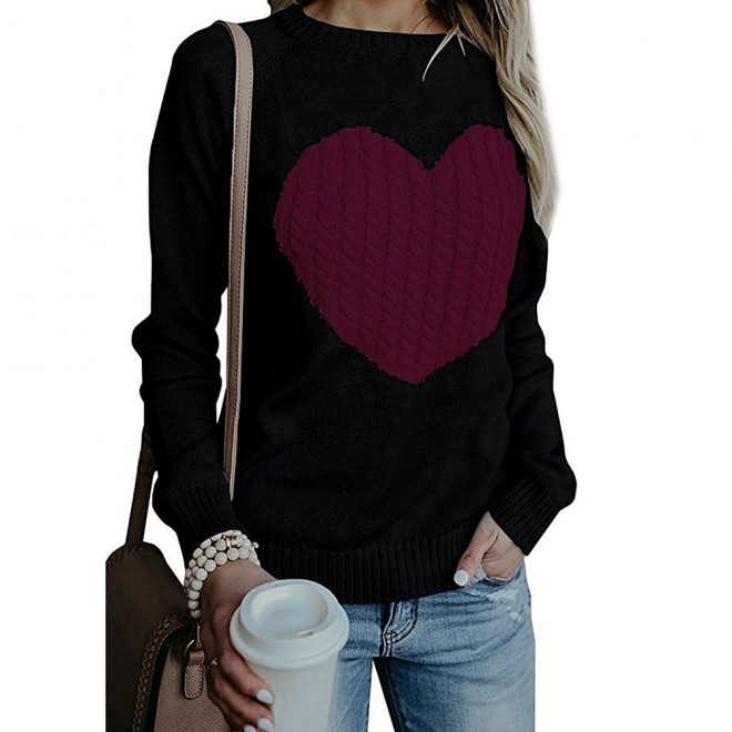 With Love Round Neck Color Block Sweaters