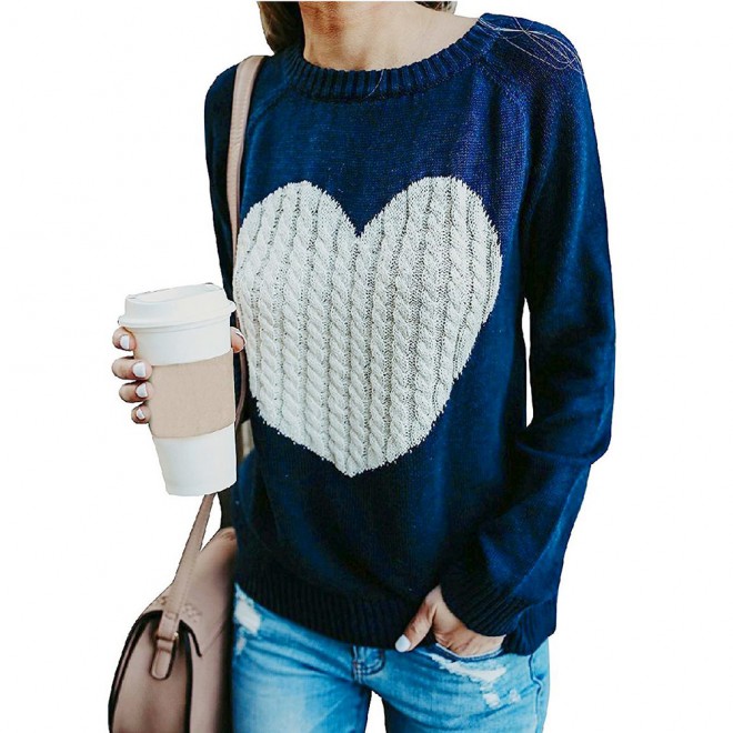 With Love Round Neck Color Block Sweaters
