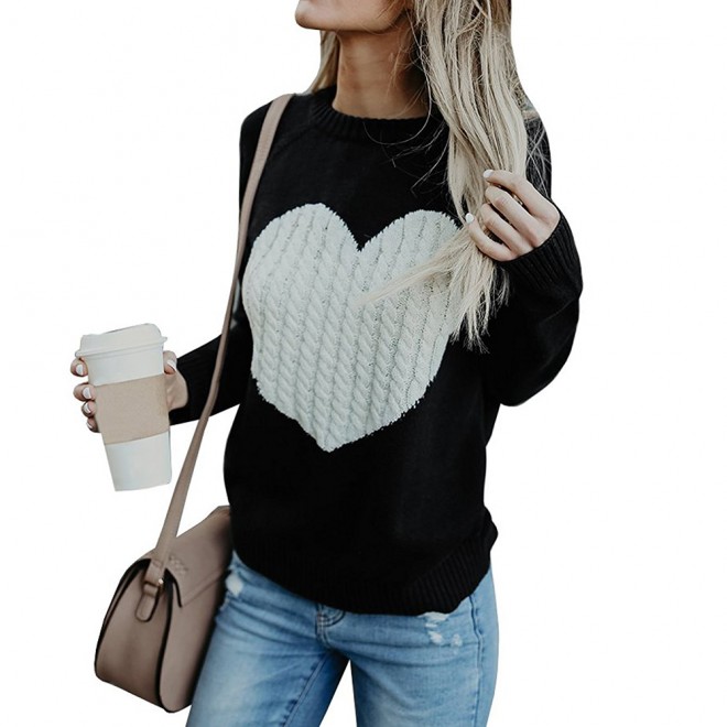 With Love Round Neck Color Block Sweaters