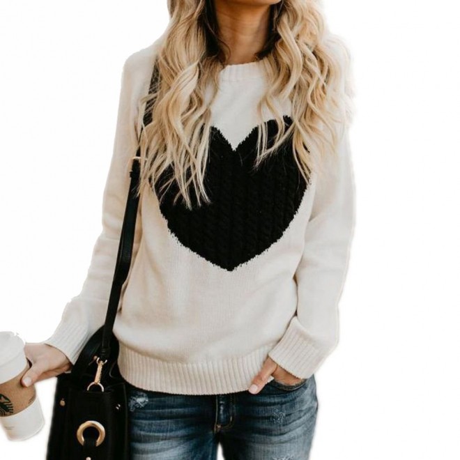 With Love Round Neck Color Block Sweaters