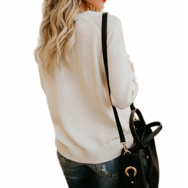 With Love Round Neck Color Block Sweaters