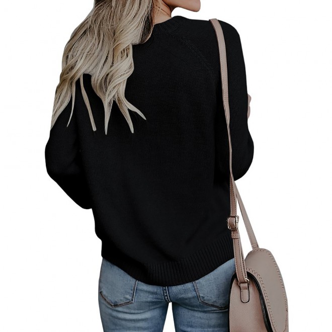 With Love Round Neck Color Block Sweaters
