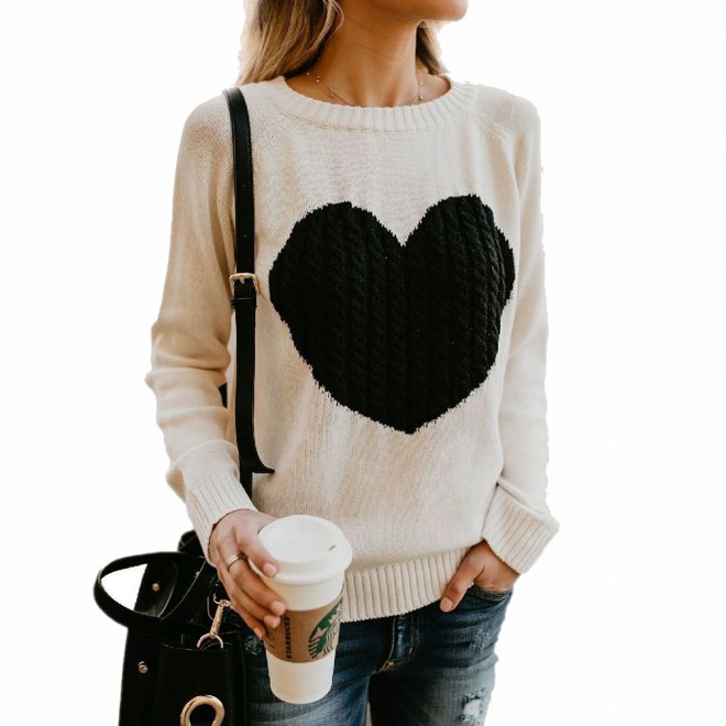 With Love Round Neck Color Block Sweaters