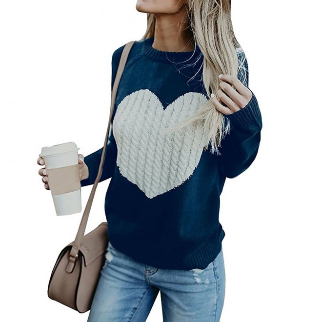 With Love Round Neck Color Block Sweaters