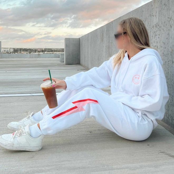 Lightning Smiley Print Women's Casual Sweatpants