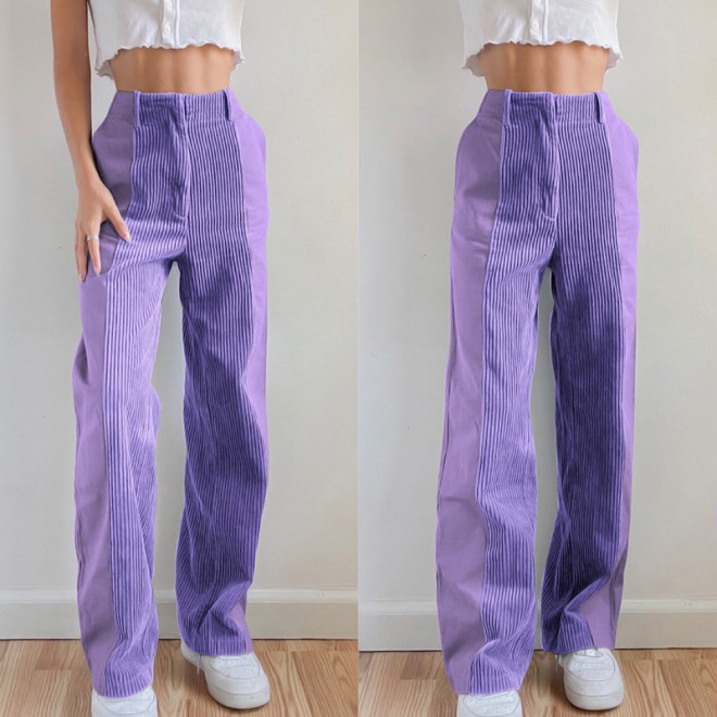 Loose Color Matching Casual Corduroy Pants