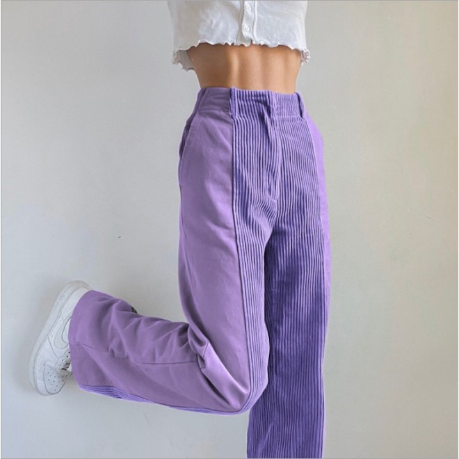 Loose Color Matching Casual Corduroy Pants