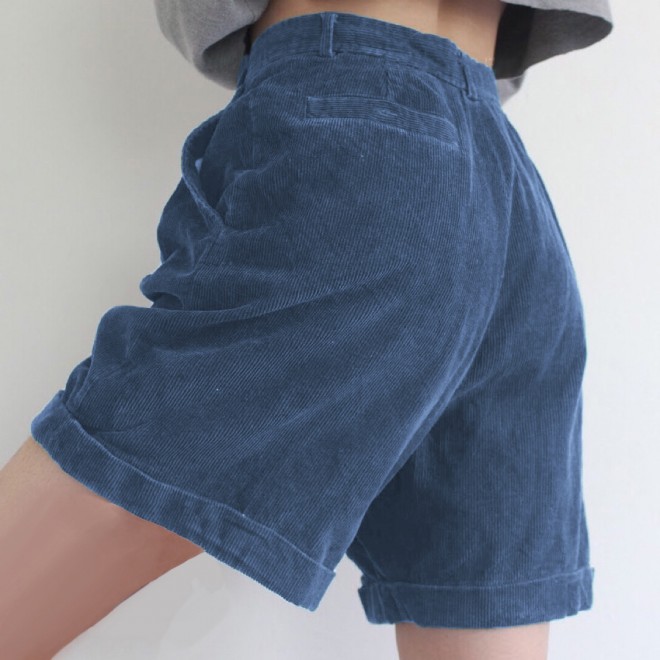 Summer Dark Color Retro Corduroy Shorts