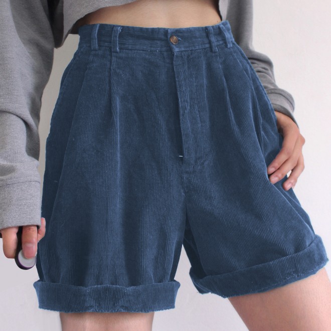 Summer Dark Color Retro Corduroy Shorts