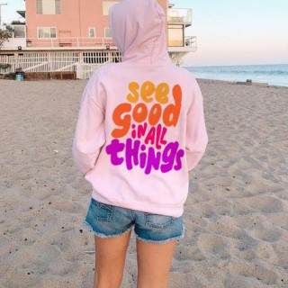 Fun Letter Print Long Sleeve Hoodie