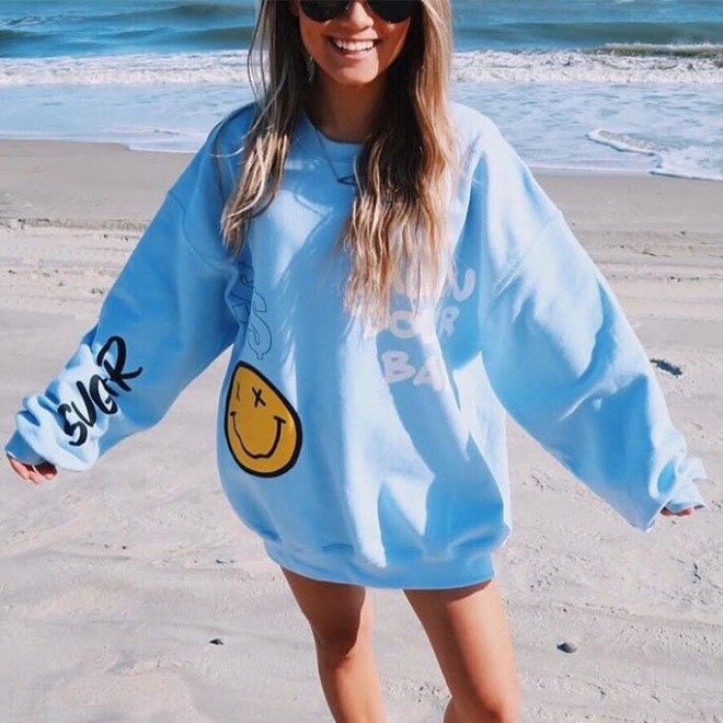 Smiley Letters Printed Sweatshirt