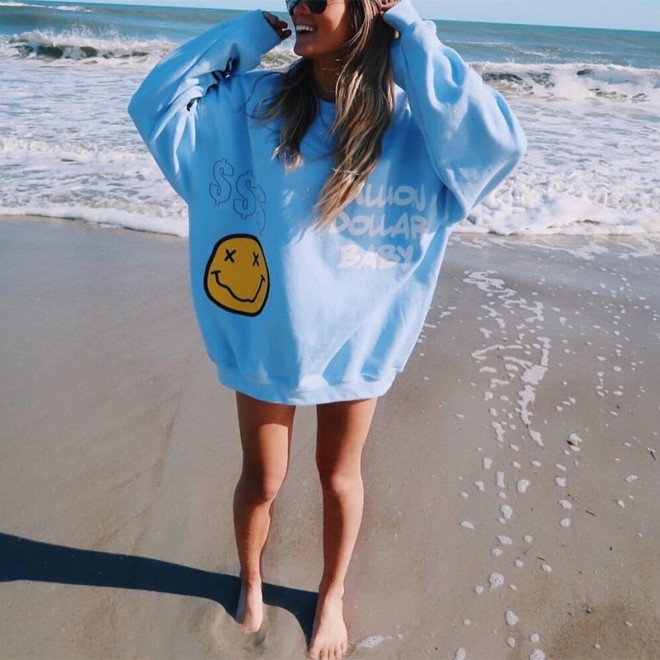 Smiley Letters Printed Sweatshirt