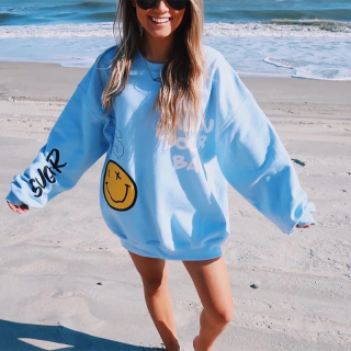 Smiley Letters Printed Sweatshirt