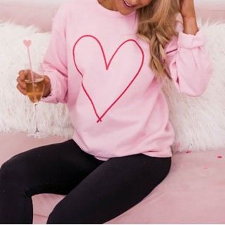 Women's Red Heart Valentine's Day Print Casual Sweatshirt