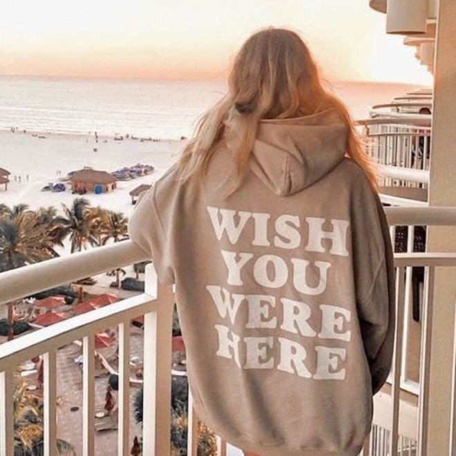 Wish You Were Here Print Women's Hoodie