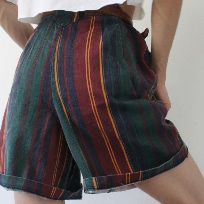 Retro Dark Summer Striped Casual Shorts