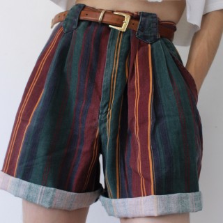 Retro Dark Summer Striped Casual Shorts