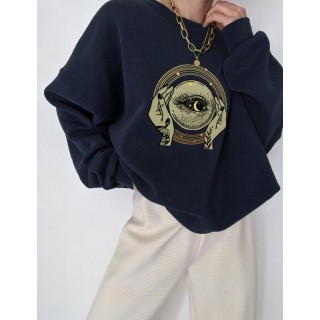 Modern Printed Color Long Sleeve Sweatshirt