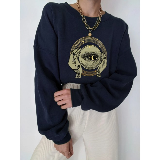 Modern Printed Color Long Sleeve Sweatshirt