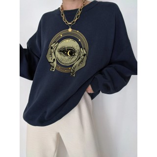 Modern Printed Color Long Sleeve Sweatshirt