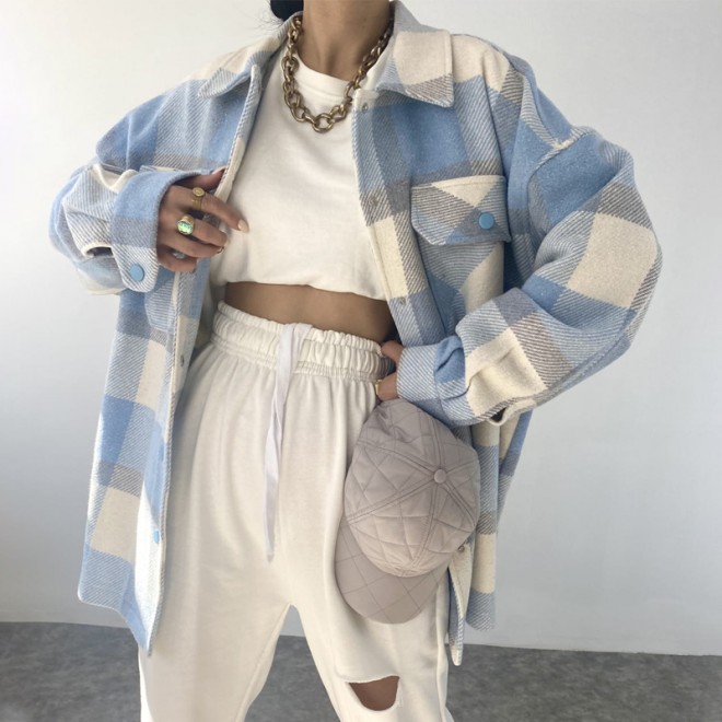 Checked Textured Long Sleeve Shirt/Jacket