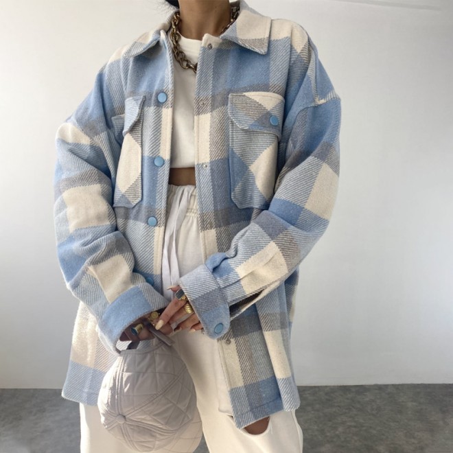 Checked Textured Long Sleeve Shirt/Jacket