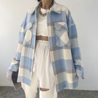 Checked Textured Long Sleeve Shirt/Jacket