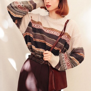 Vintage Casual Long Sleeve Knitted Sweater