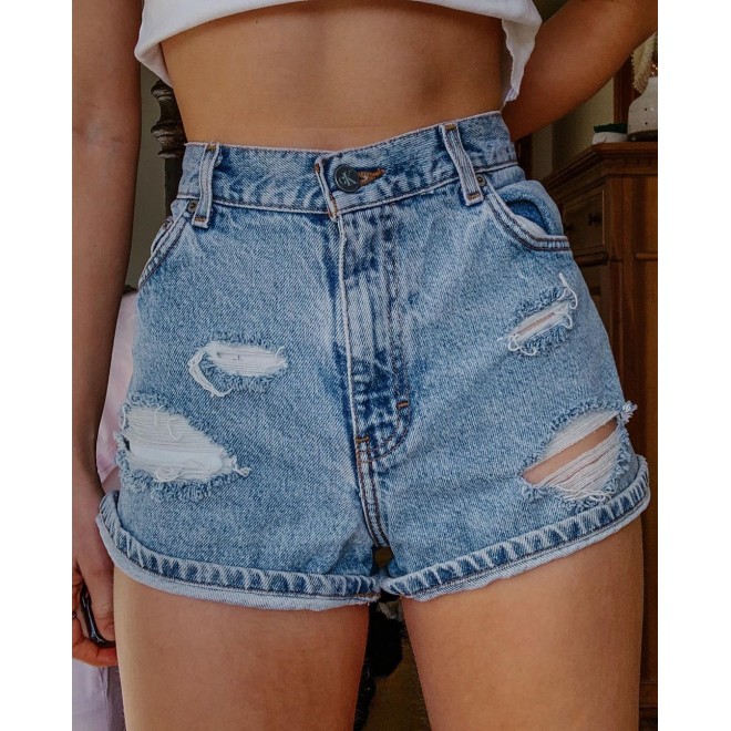 Fashion Casual Floral Embroidered Denim Shorts