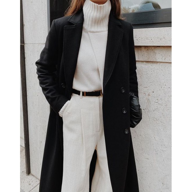 Loose Solid Color Long Sleeve Long Coat