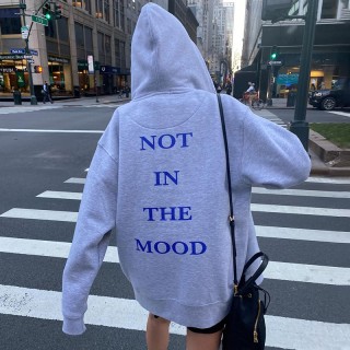 Chic Vintage Letter Mood Print Casual Hoodie Sweatshirt