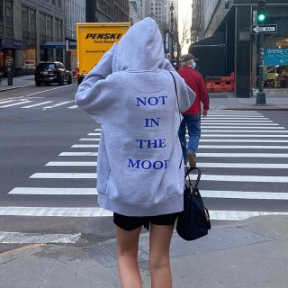 Chic Vintage Letter Mood Print Casual Hoodie Sweatshirt