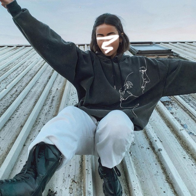 Vintage Basic Face Print Hoodie