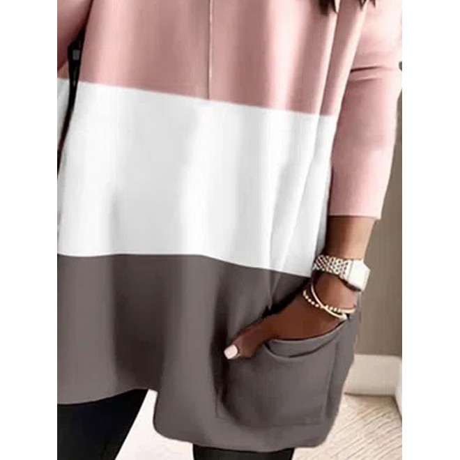 Casual Color Matching Crew Neck Long Sleeves T-shirt