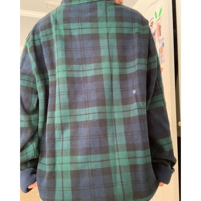 Fashion Vintage Plaid Zip Collar Long Sleeve Top