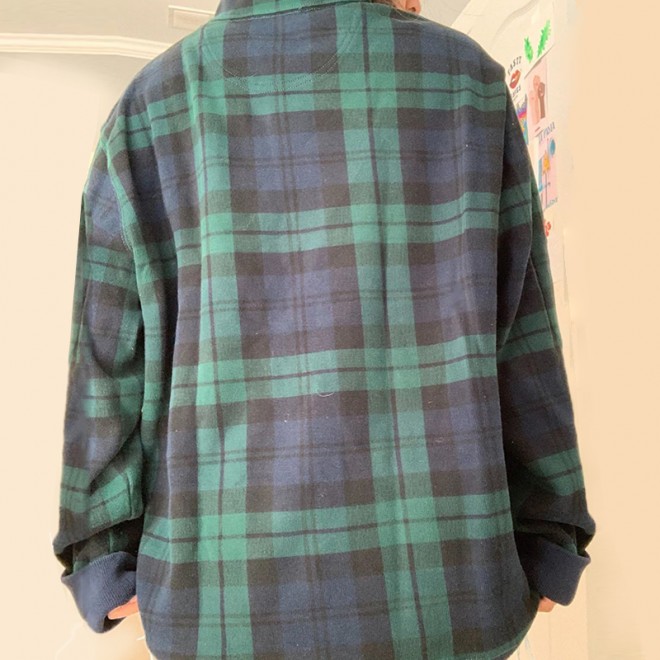 Fashion Vintage Plaid Zip Collar Long Sleeve Top