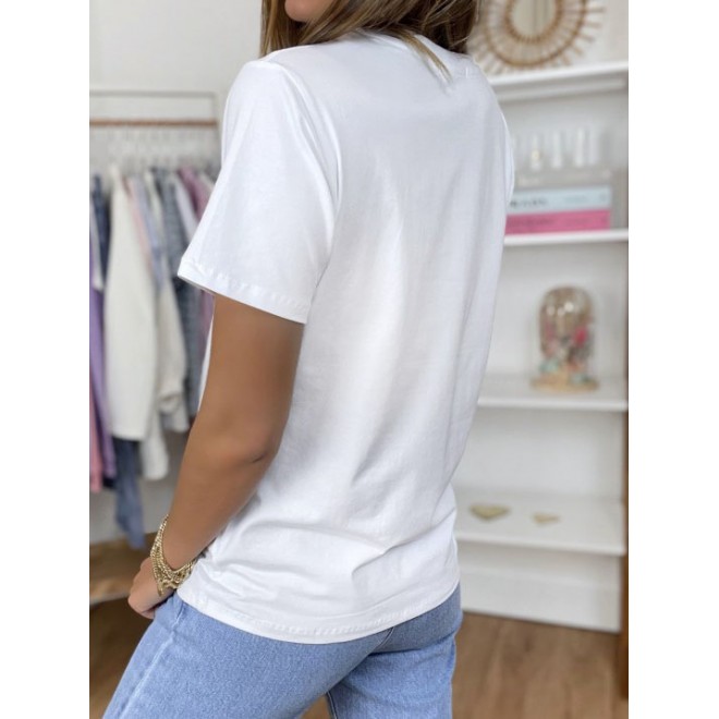 Heart Print Crew Neck Short Sleeves T-shirt
